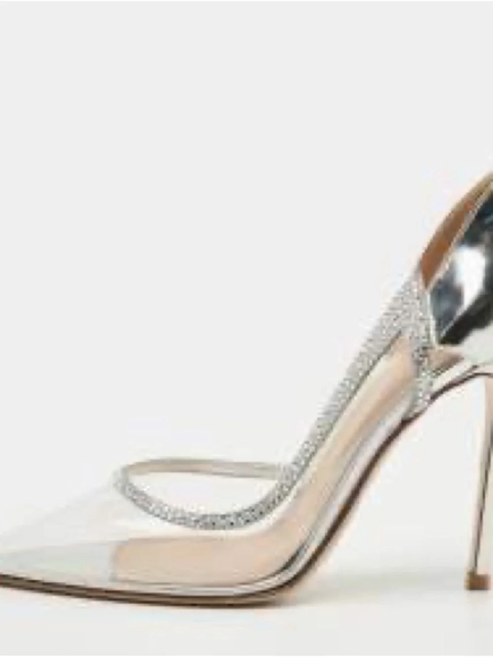 Aldo Filbeth Silver Rhinestone Clear PVC D'Orsay Pointed Toe pumps